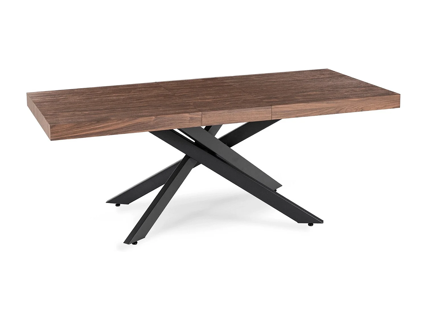 Table extensible HAMPTON de dimensions 160-240 cm en noyer avec pieds en noir