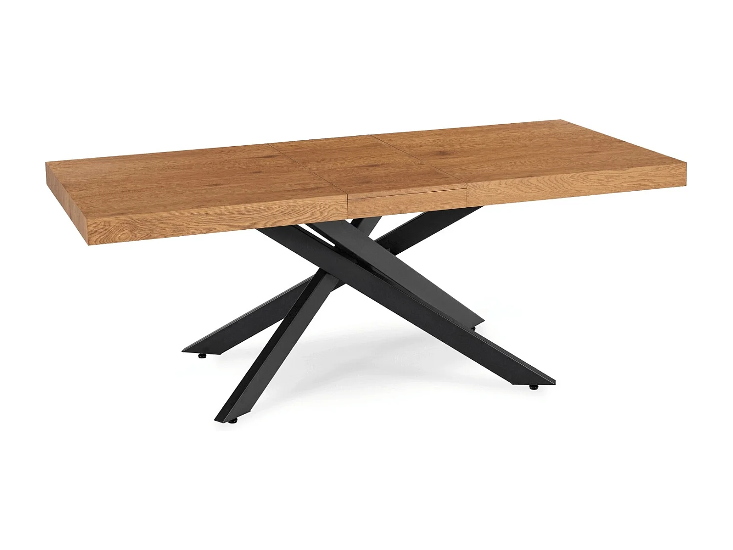 Table extensible HAMPTON de 160 à 240 cm en colrose en chêne doré avec pieds noirs