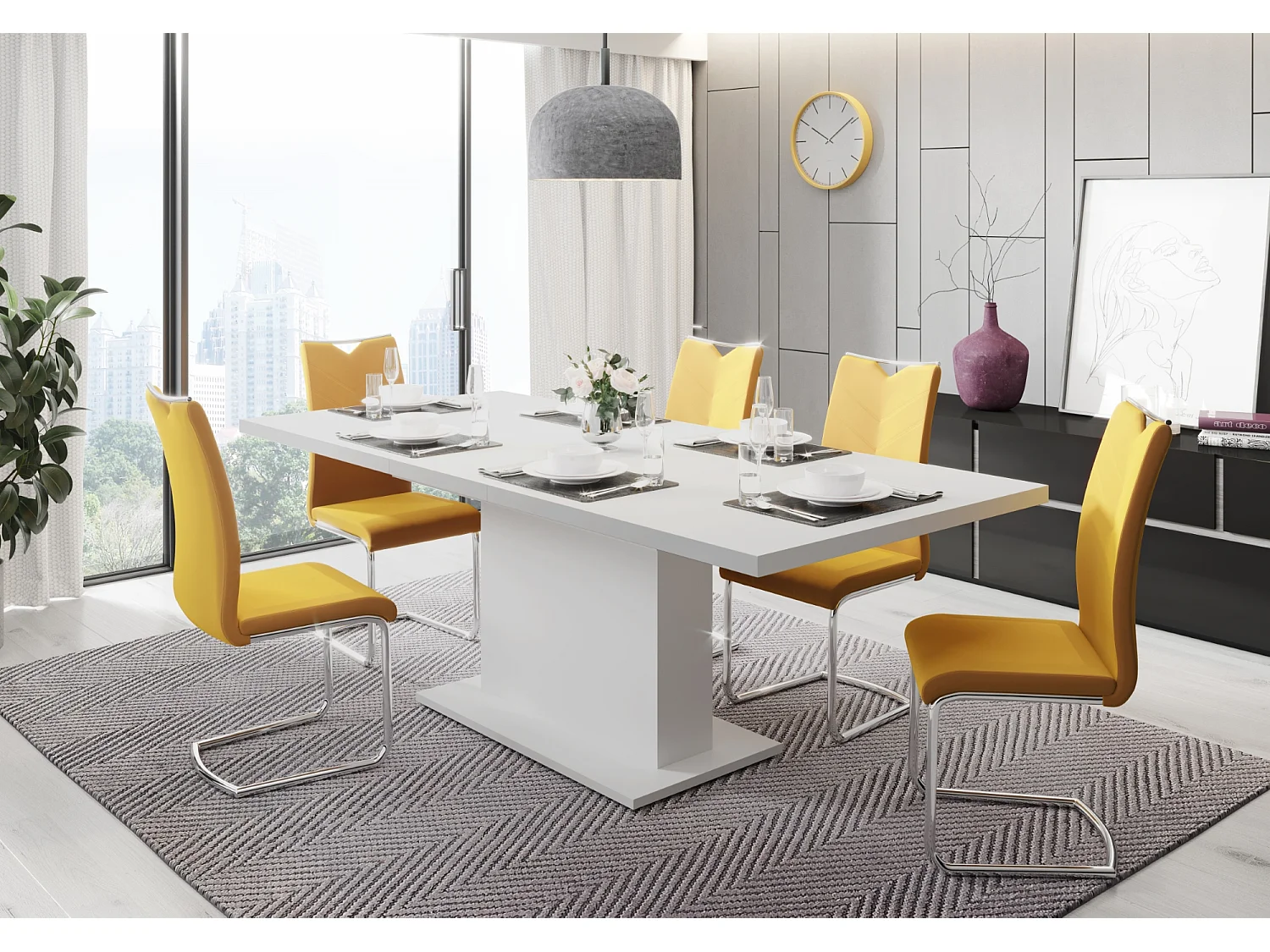 Table extensible GIANT de dimensions 160 cm - 200 cm en blanc