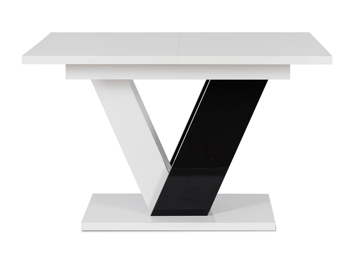Table extensible CLARK aux dimensions 120-160 cm en blanc avec pieds en noir brillant