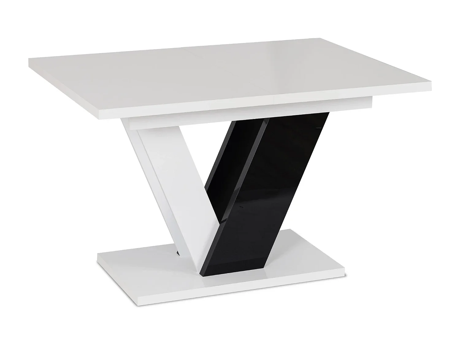 Table extensible CLARK aux dimensions 120-160 cm en blanc avec pieds en noir brillant