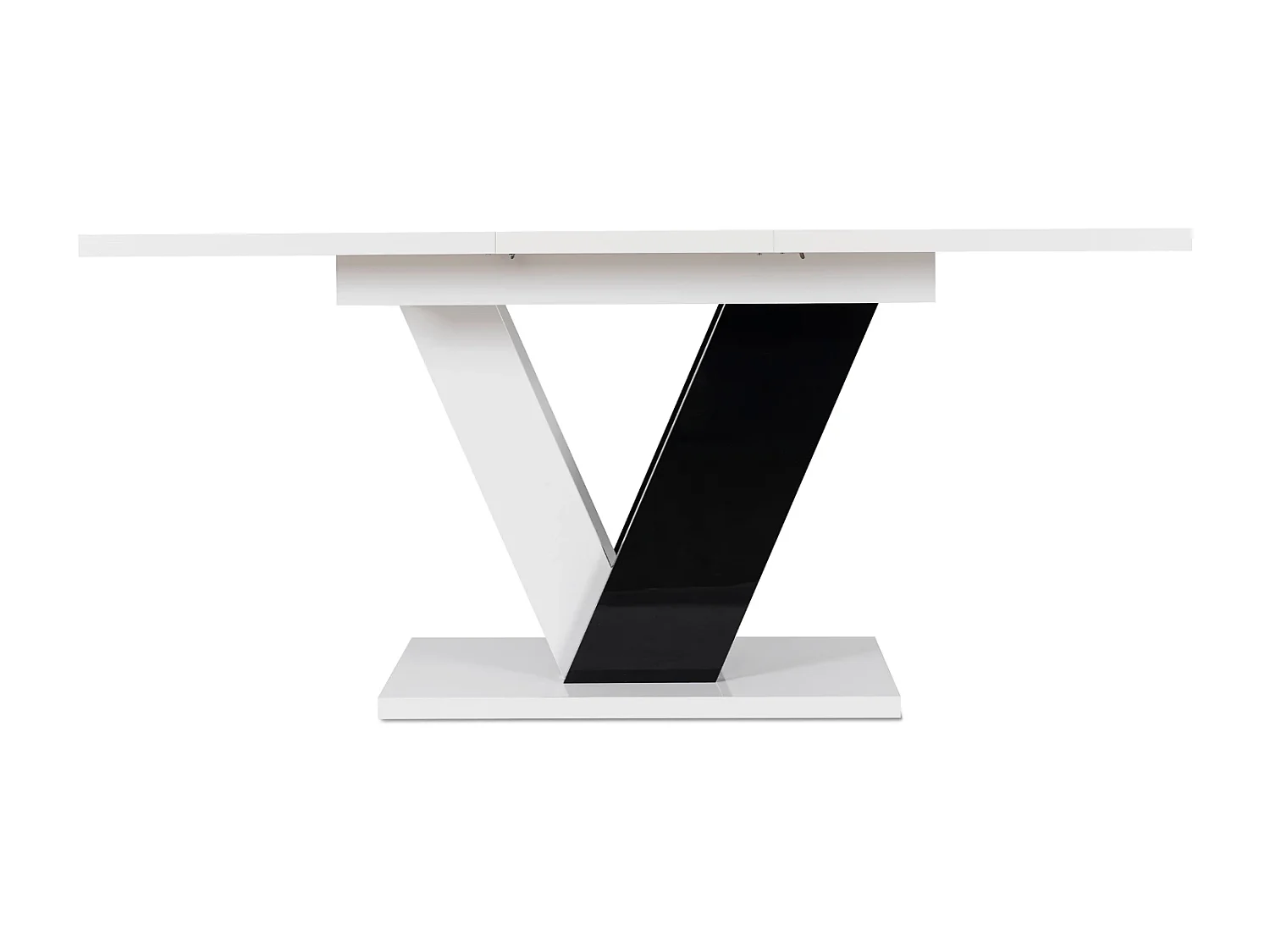 Table extensible CLARK aux dimensions 120-160 cm en blanc avec pieds en noir brillant