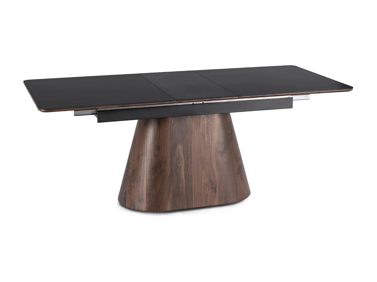 Table extensible LISBON de dimensions 160-200 cm en noyer à jambe noire