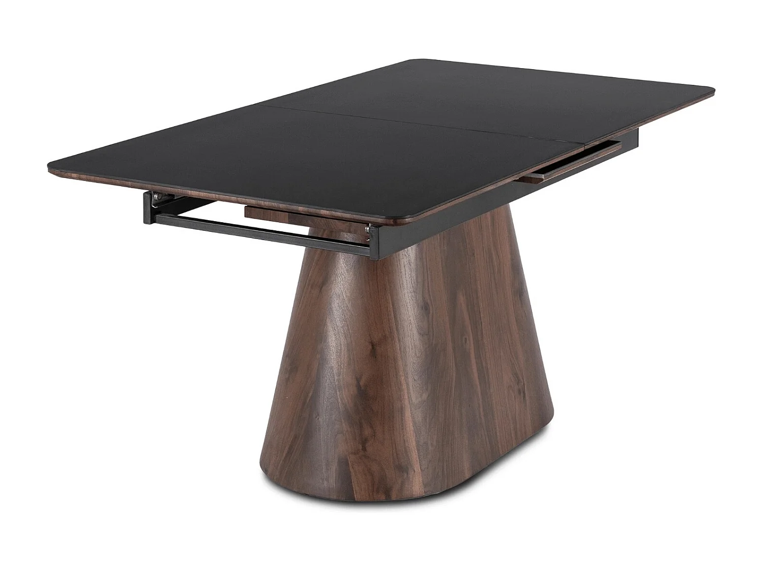 Table extensible LISBON de dimensions 160-200 cm en noyer à jambe noire