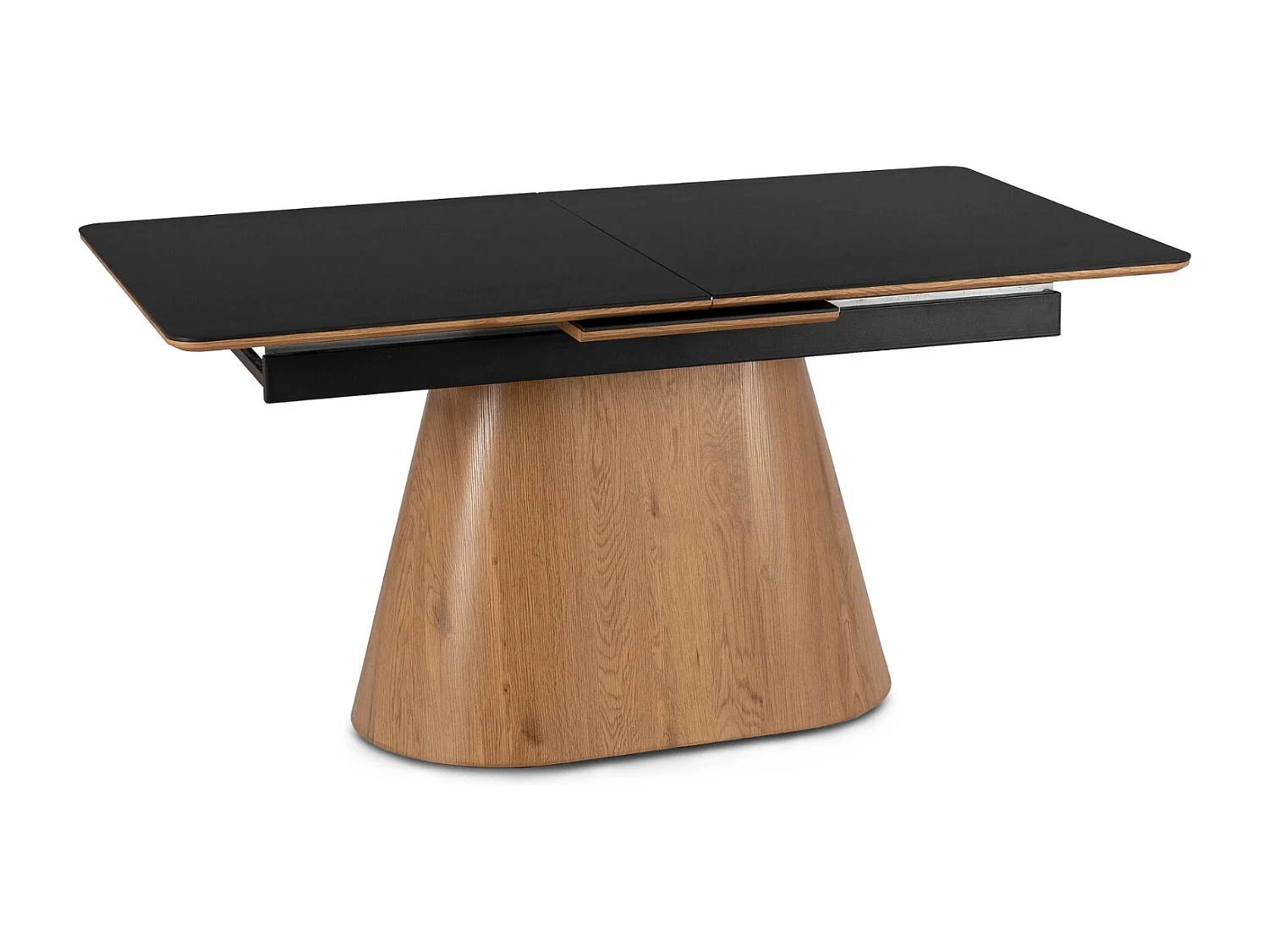 Table extensible LISBON de dimensions 160-200 cm en pied noir en chêne