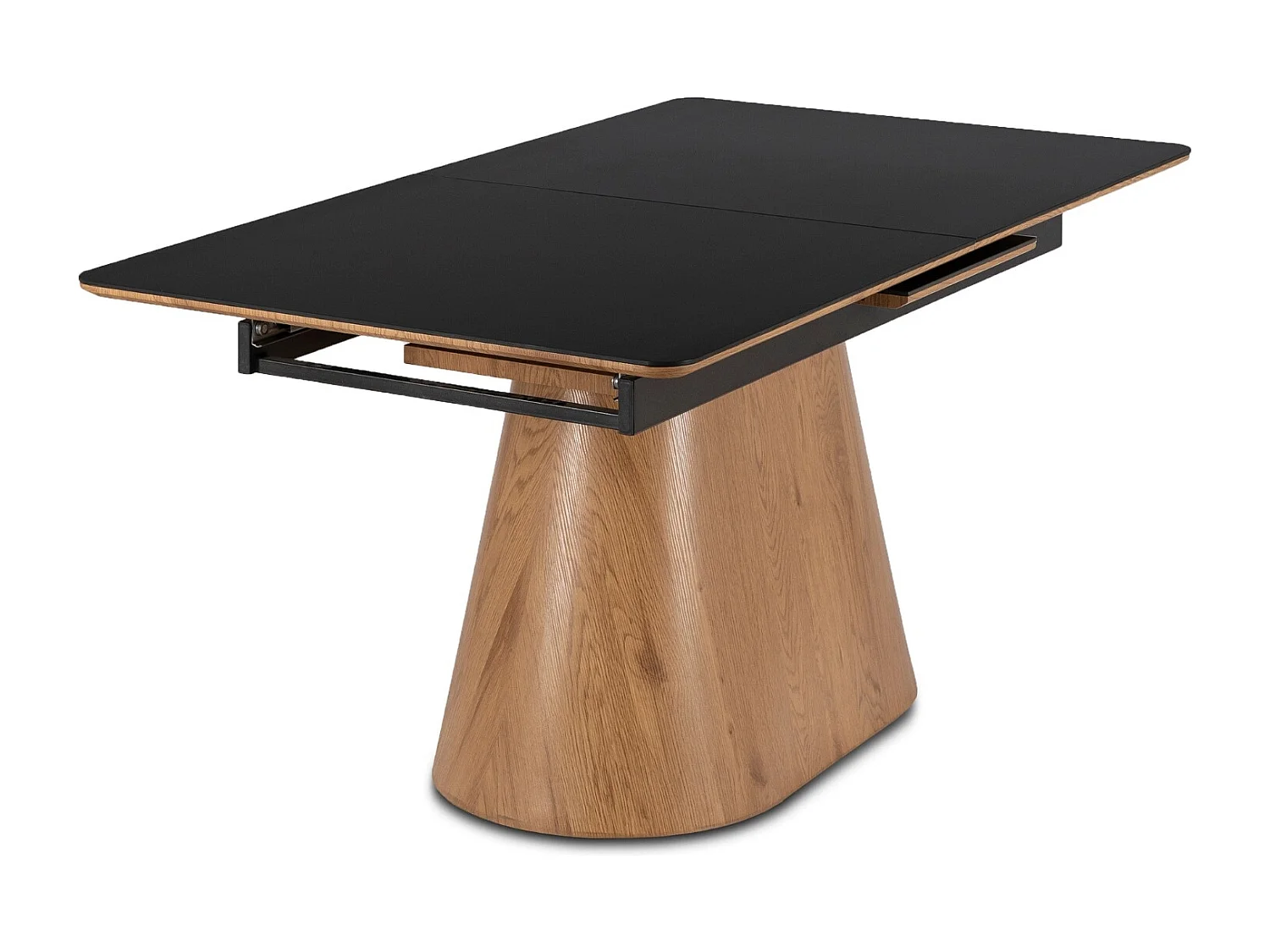 Table extensible LISBON de dimensions 160-200 cm en pied noir en chêne