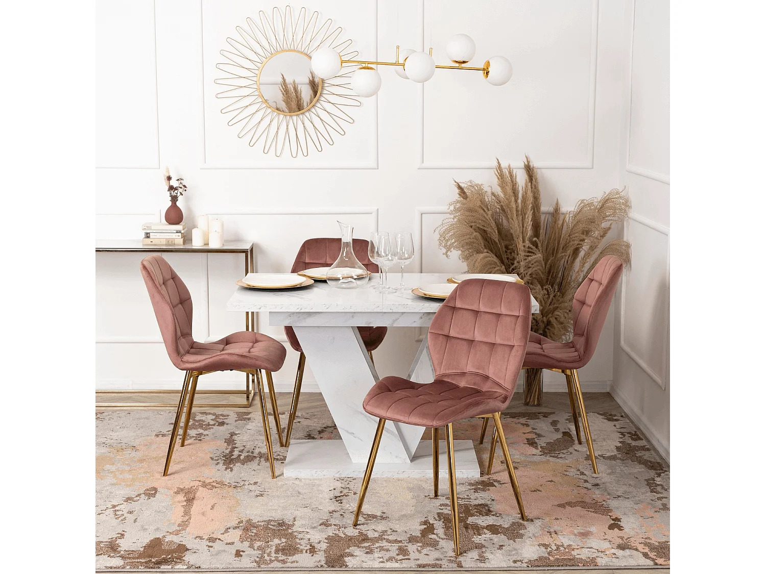 Mesa extensível CLARK em dimensões 120-160 cm em mármore branco