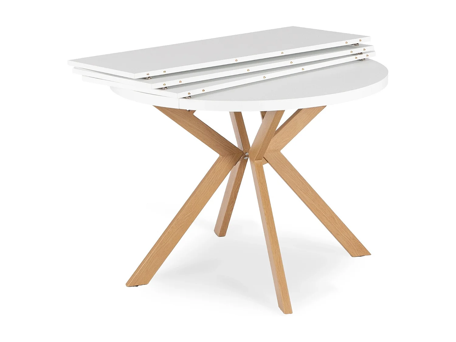 LUKAS extendable table measuring 100-250 cm in white, wooden legs