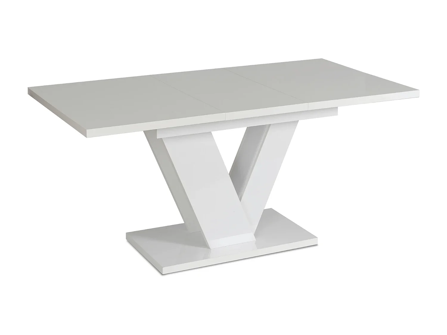 Table extensible CLARK aux dimensions 120-160 cm en blanc avec pieds en blanc brillant