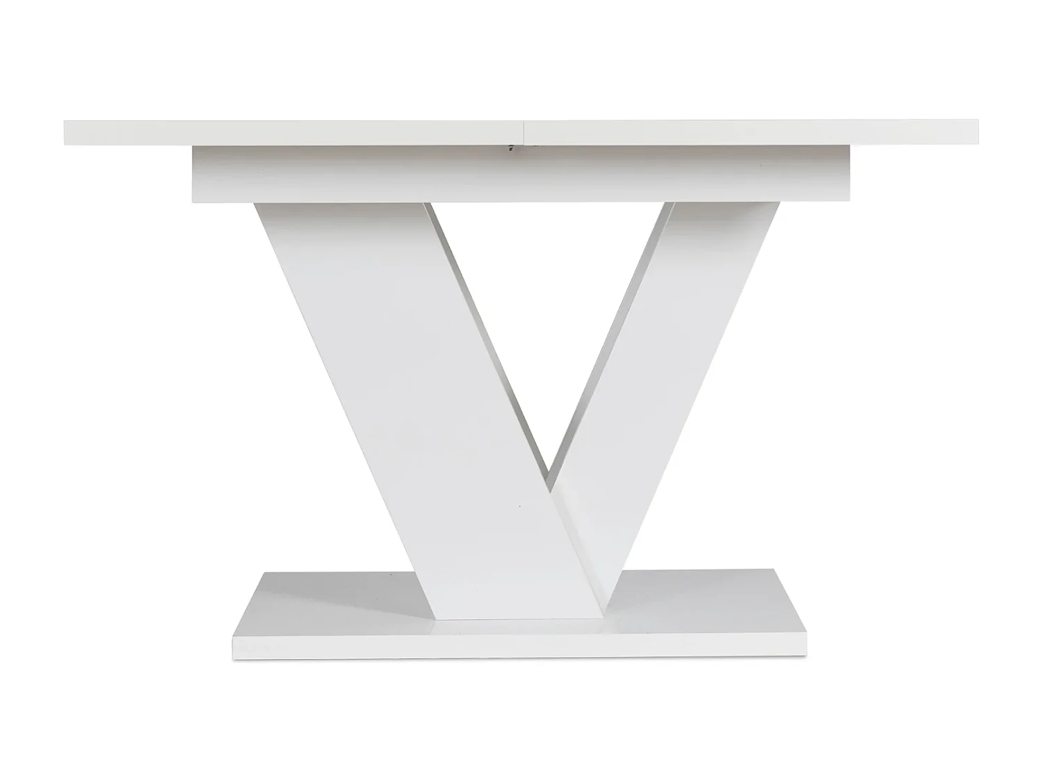 Table extensible CLARK aux dimensions 120-160 cm en blanc avec pieds en blanc brillant