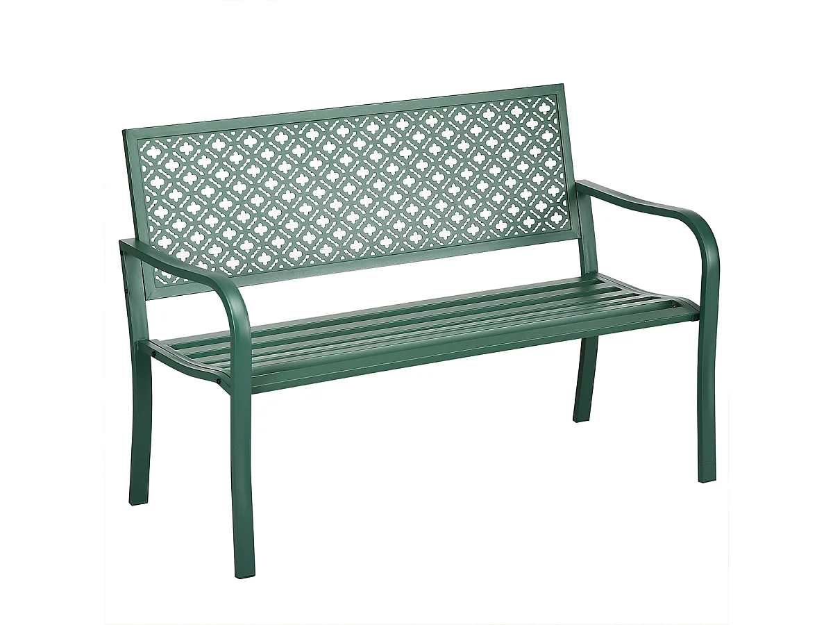 2-Sitzer Gartenbank mit Armlehne Sitzbank Parkbank 280 kg Tragkraft für Terrasse & Garten 27x63x83cm Grün