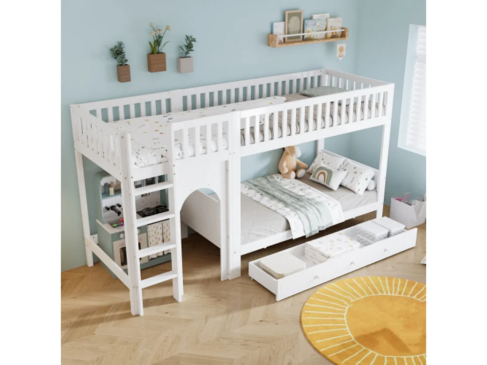 Etagenbett Kinderbett, Vierstufige gerade Leiter 90x200cm