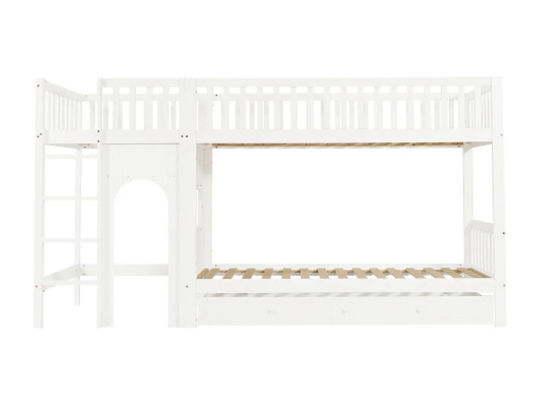 Etagenbett Kinderbett, Vierstufige gerade Leiter 90x200cm