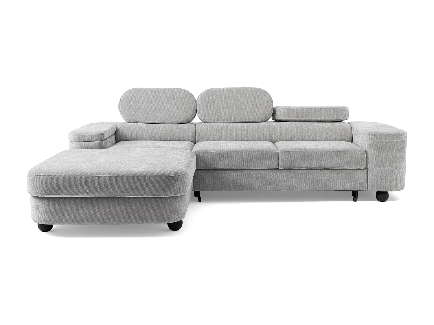 Canapé d'angle LOVE L Gauche avec fonction couchage 124x210 Chenille Gris clair