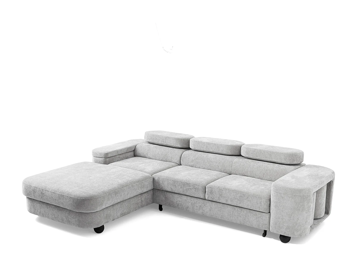 Canapé d'angle LOVE L Gauche avec fonction couchage 124x210 Chenille Gris clair