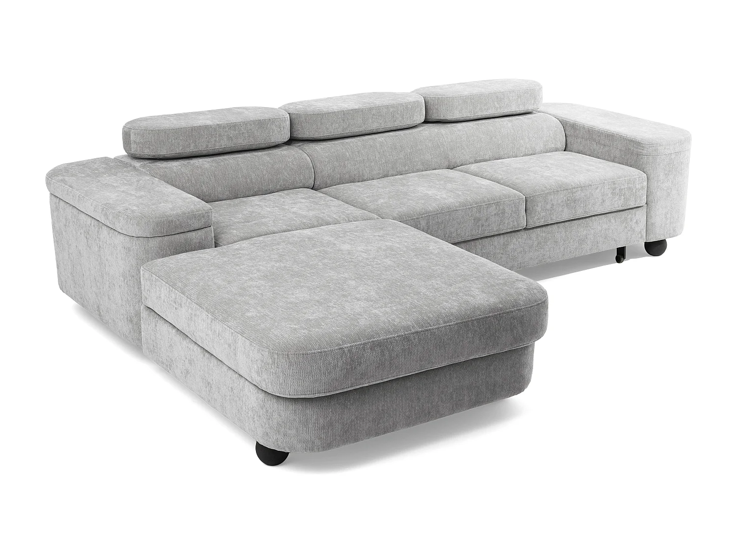 Canapé d'angle LOVE L Gauche avec fonction couchage 124x210 Chenille Gris clair