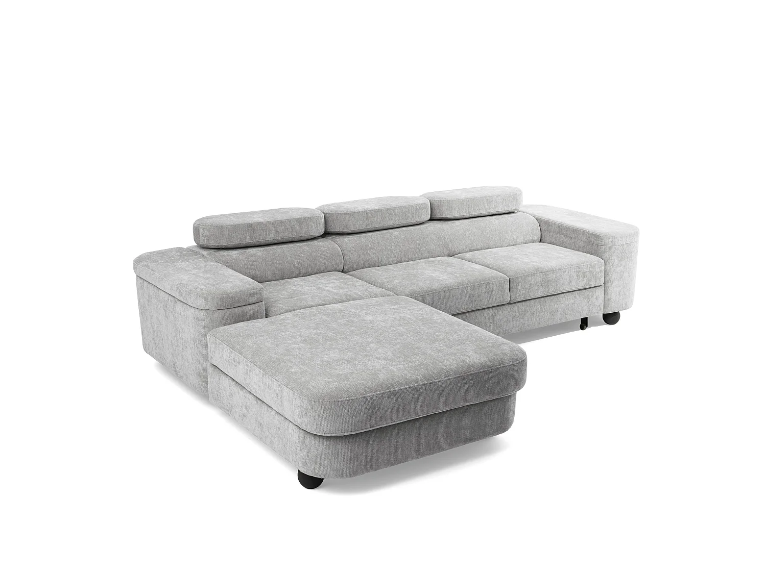 Canapé d'angle gauche 3 places en tissu chenille gris clair LOVE