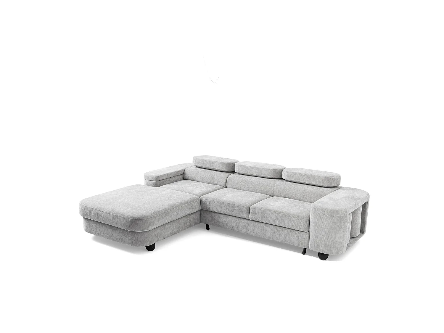 Canapé d'angle gauche 3 places en tissu chenille gris clair LOVE