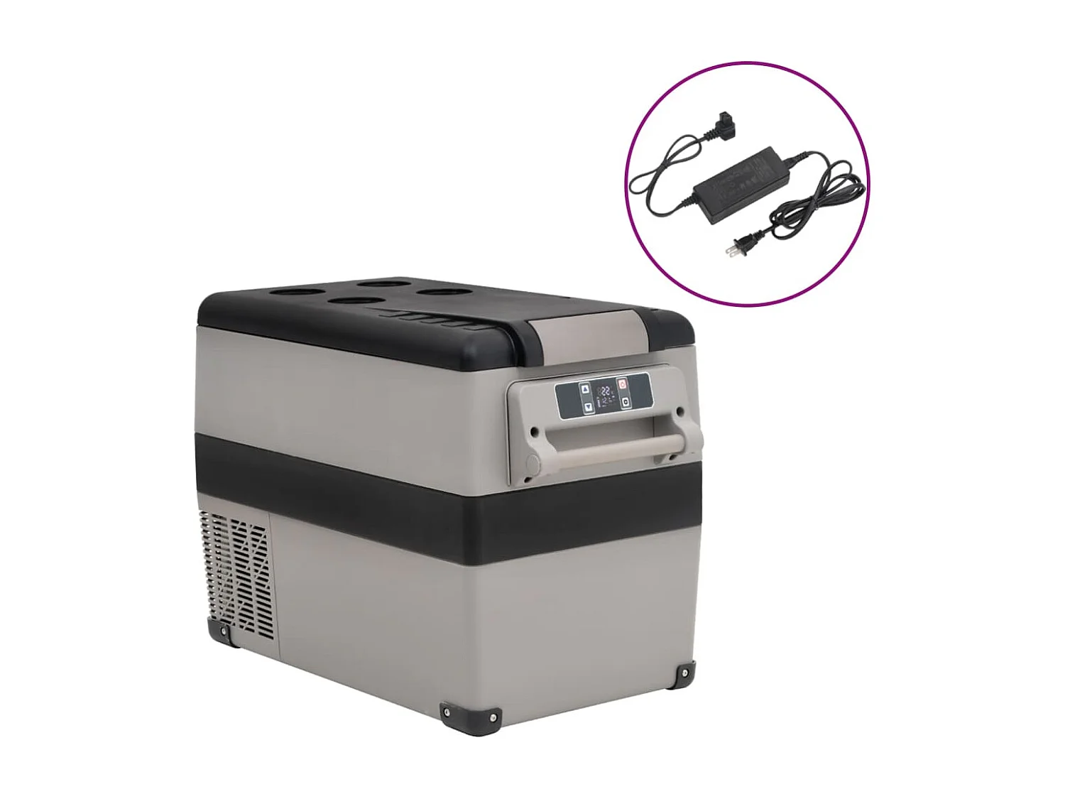 Kühlbox mit Griff und Adapter Schwarz und Grau 35 L PP & PE