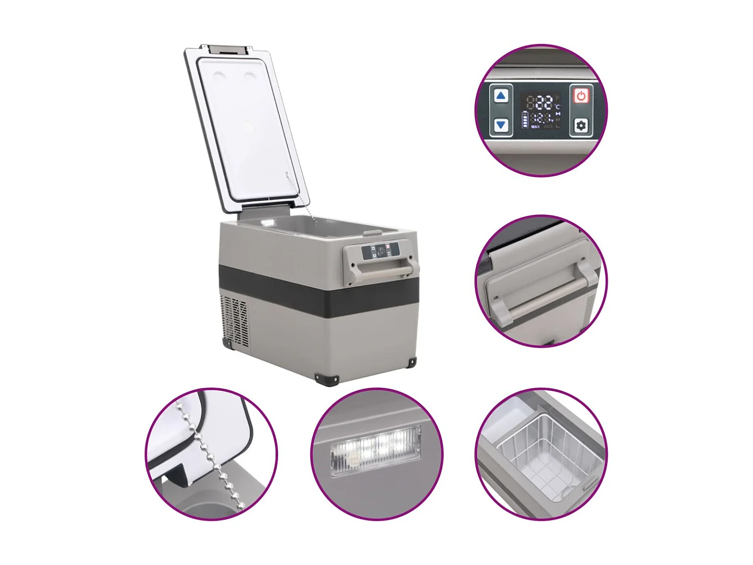 Kühlbox mit Griff und Adapter Schwarz und Grau 35 L PP & PE