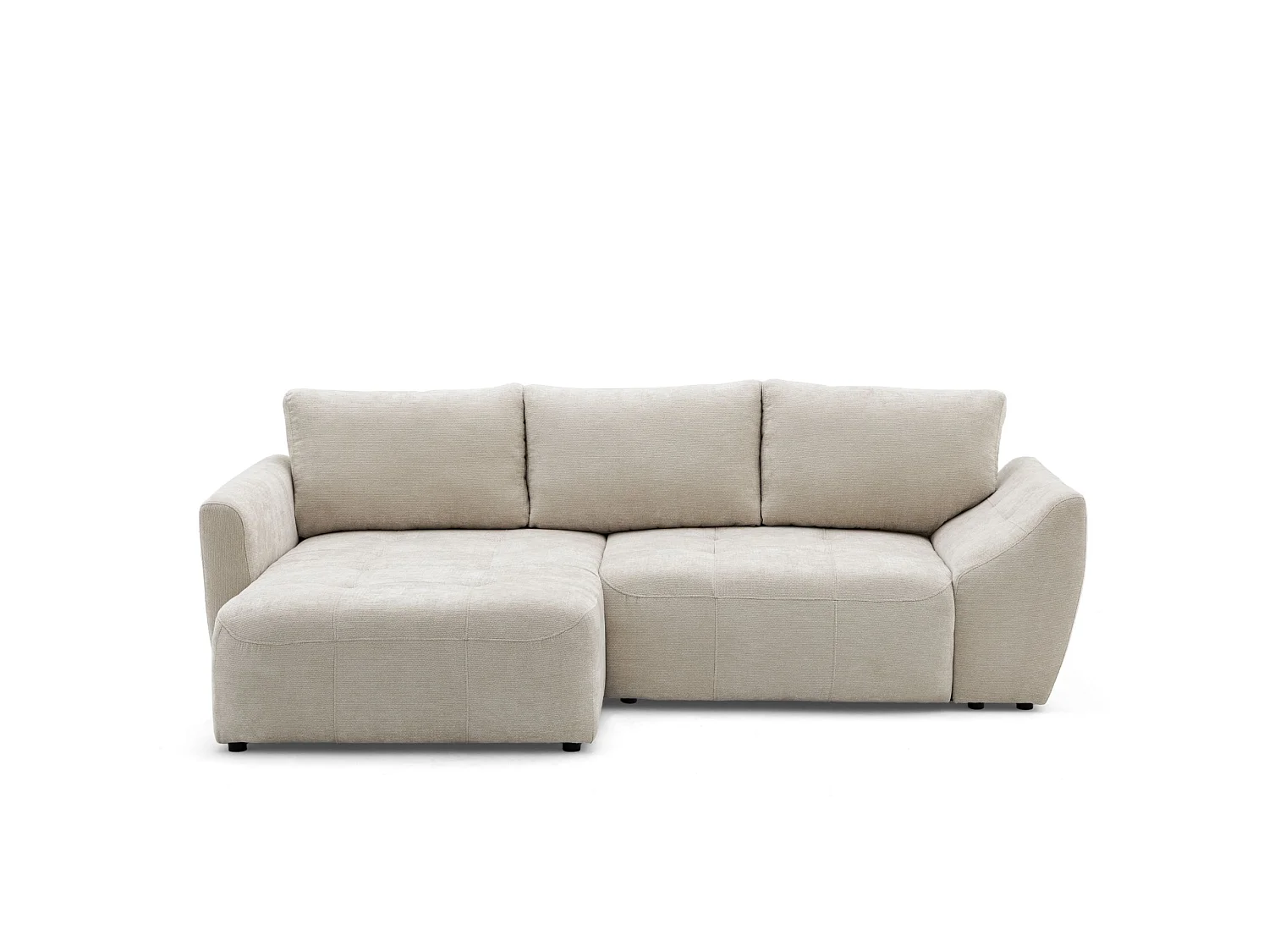 Canapé d'angle gauche 3 places en tissu chenille beige NICE