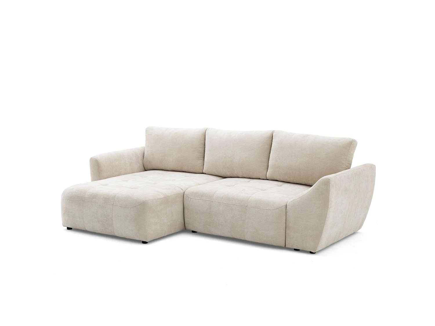 Canapé d'angle gauche 3 places en tissu chenille beige NICE