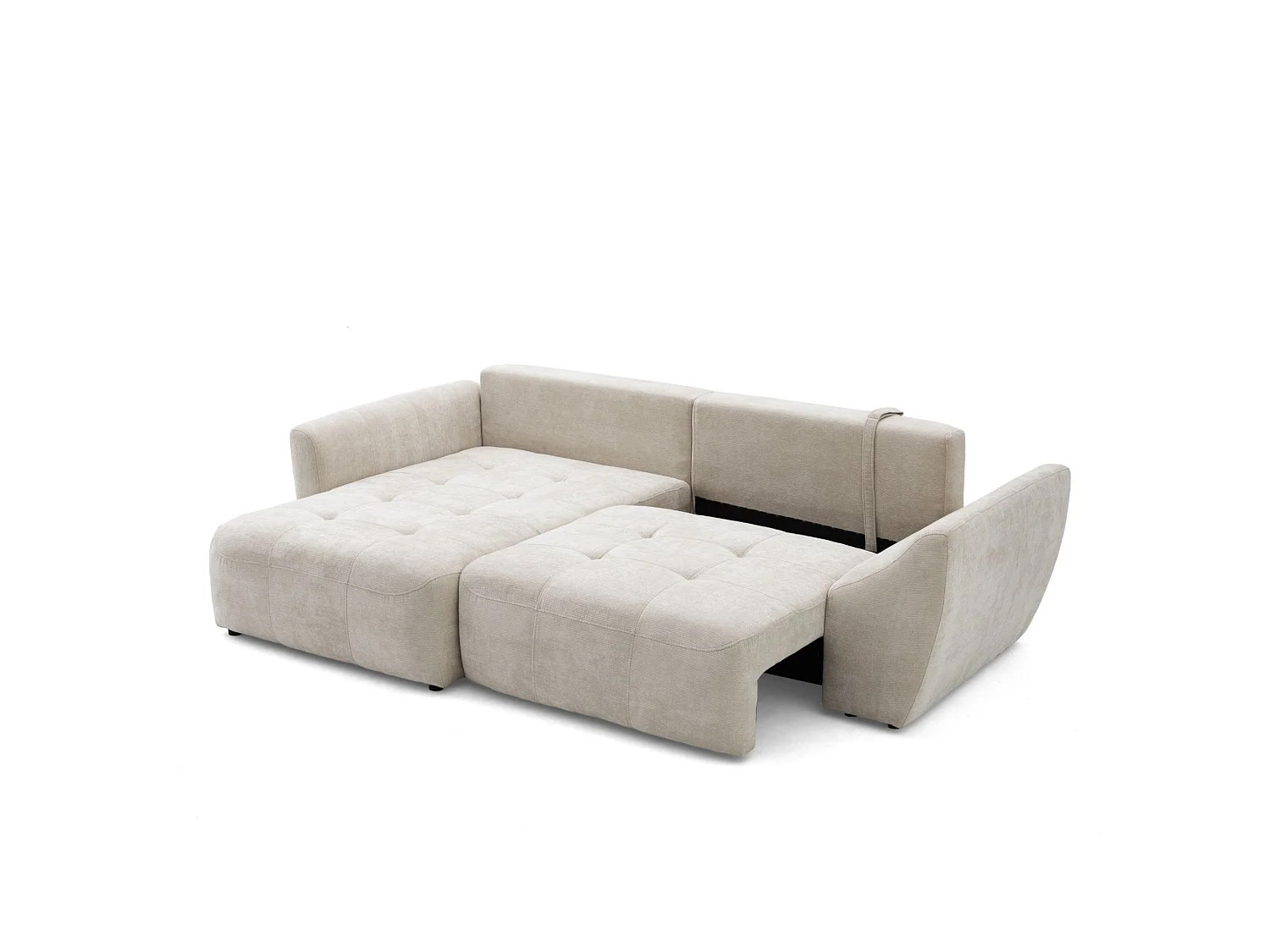 Canapé d'angle gauche 3 places en tissu chenille beige NICE
