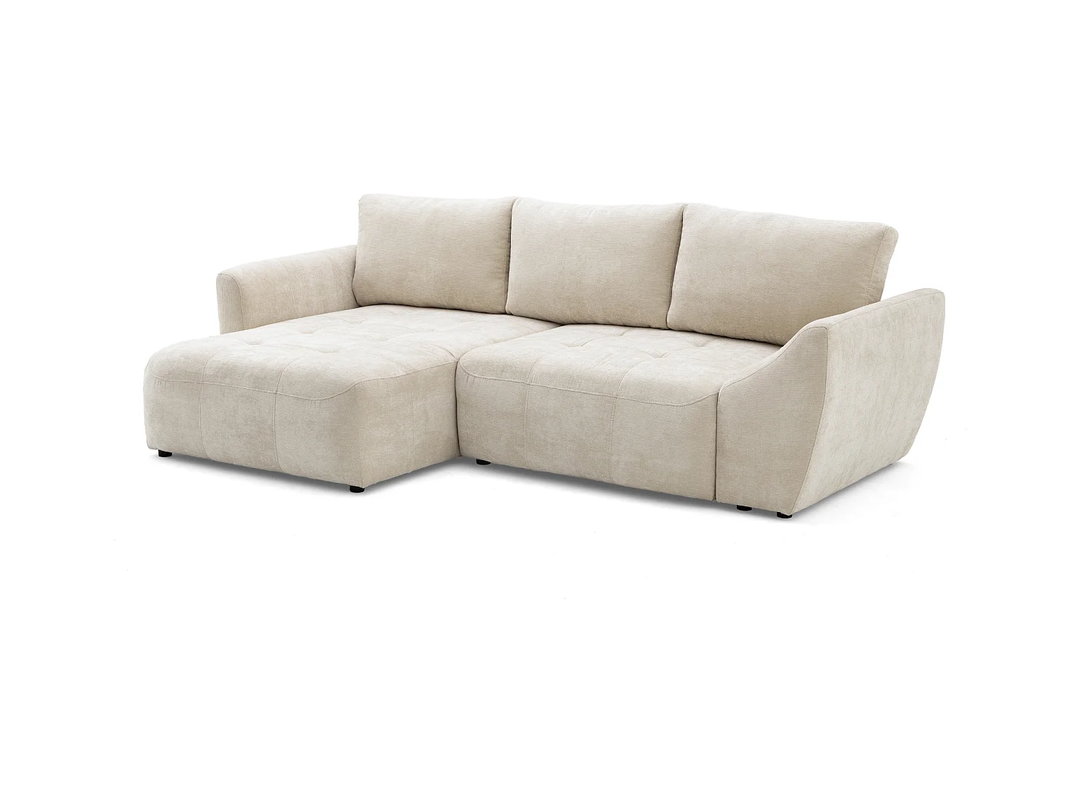 Canapé d'angle NICE L Gauche avec fonction couchage 137x204 Chenille Beige