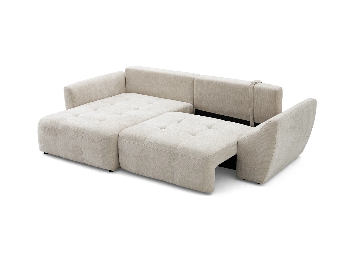 Canapé d'angle NICE L Gauche avec fonction couchage 137x204 Chenille Beige