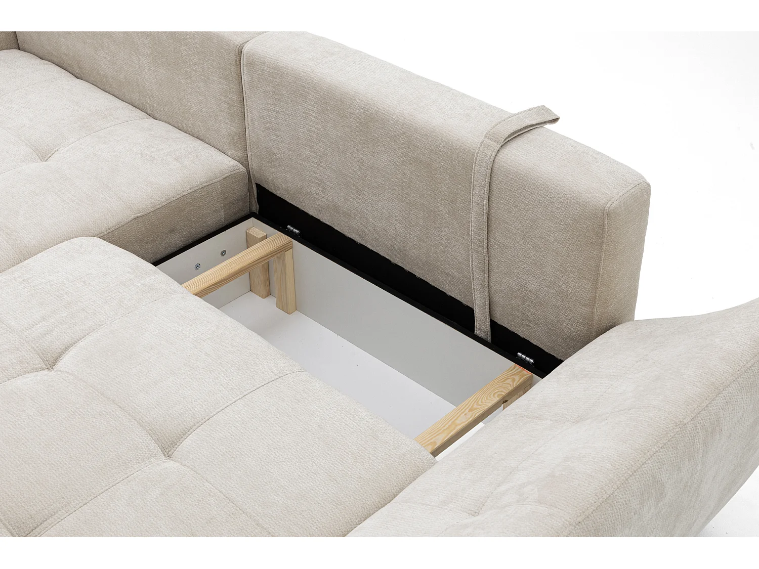 Canapé d'angle NICE L Gauche avec fonction couchage 137x204 Chenille Beige