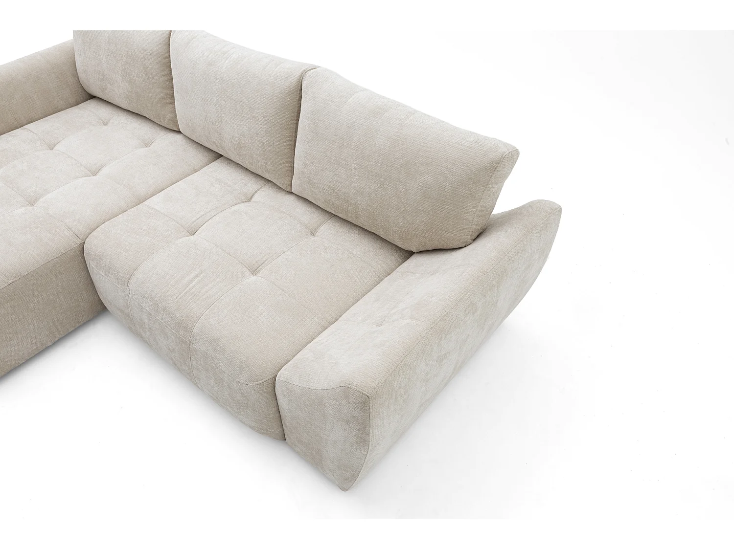 Canapé d'angle NICE L Gauche avec fonction couchage 137x204 Chenille Beige