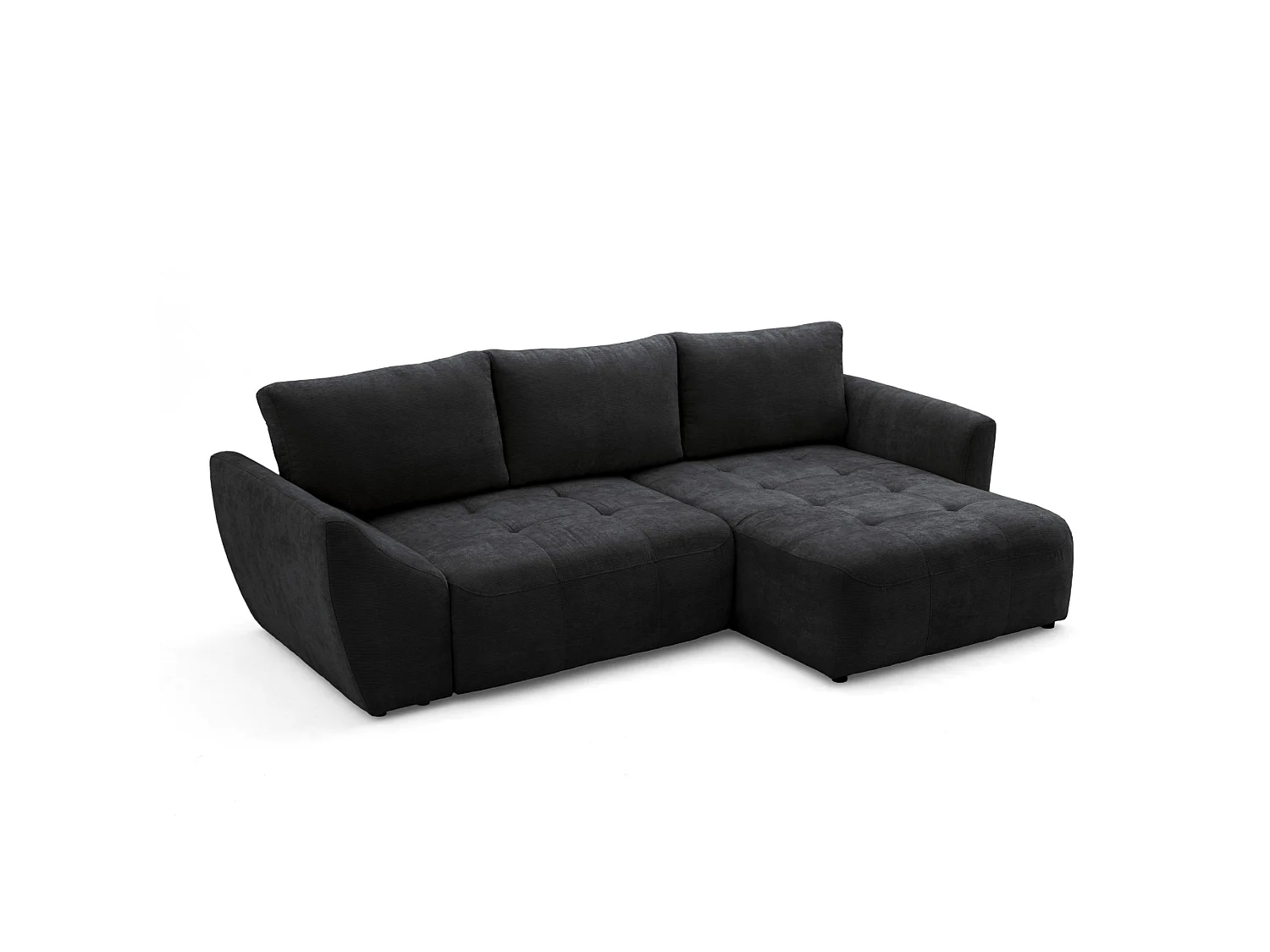Canapé d'angle droit 3 places en tissu chenille gris anthracite NICE