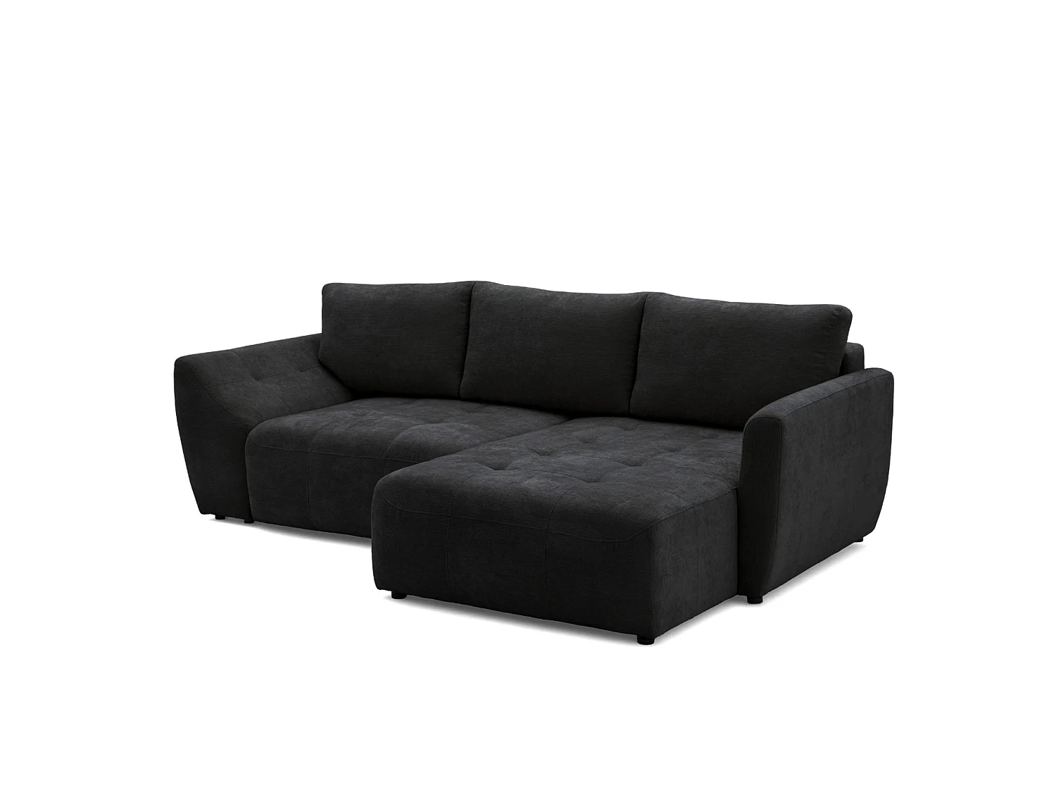 Canapé d'angle droit 3 places en tissu chenille gris anthracite NICE