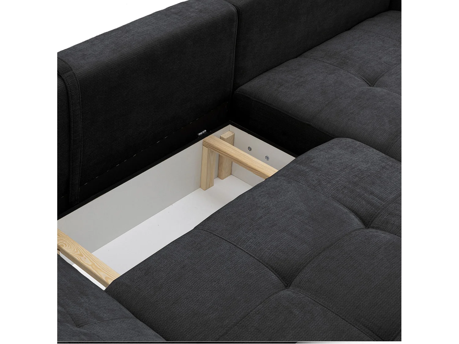 Canapé d'angle droit 3 places en tissu chenille gris anthracite NICE