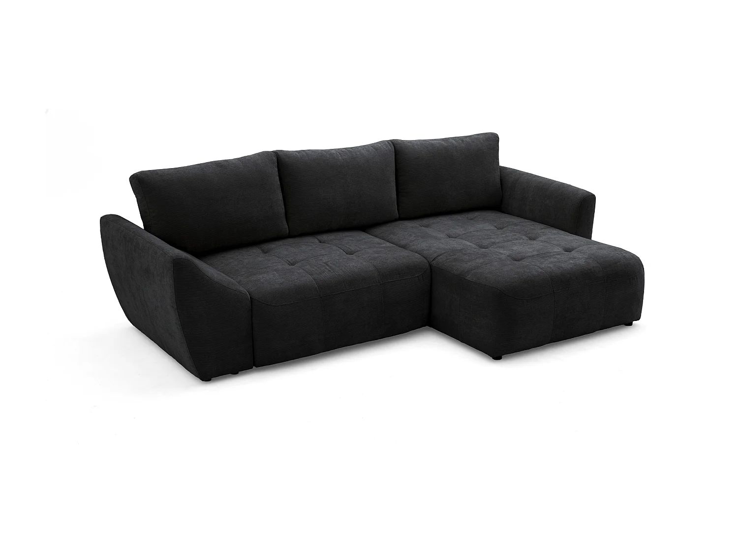 Canapé d'angle NICE L Droit avec fonction couchage 137x204 Chenille Gris anthracite