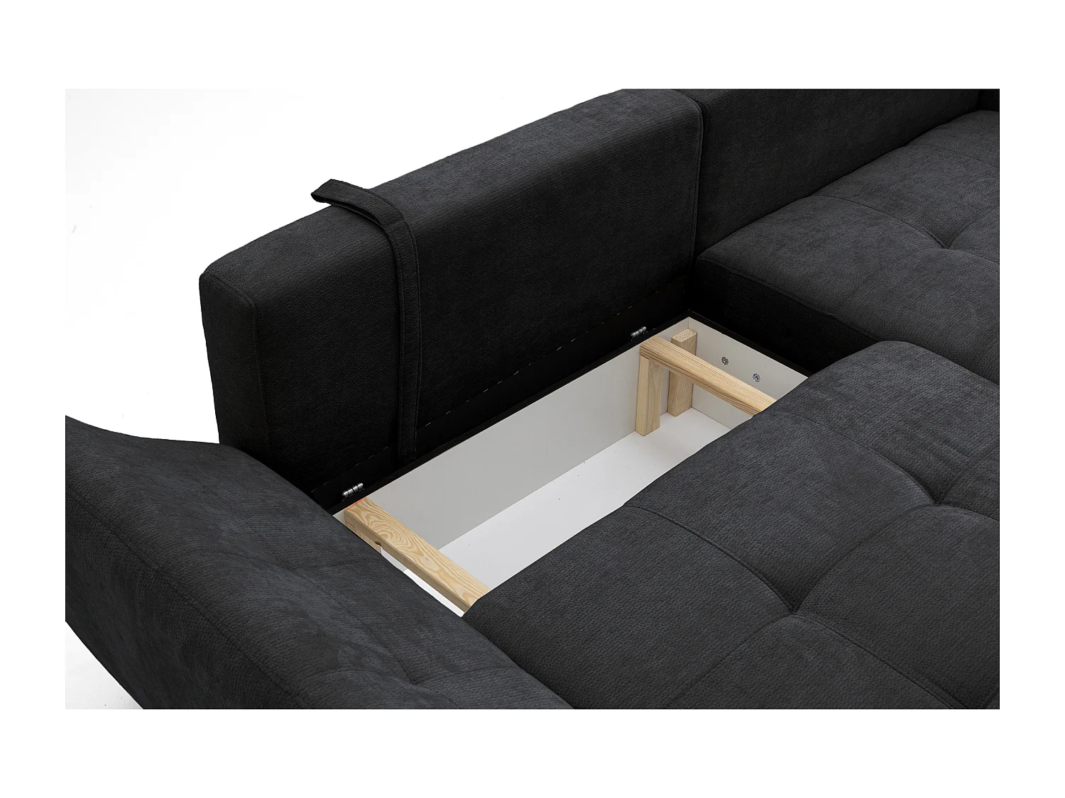 Canapé d'angle NICE L Droit avec fonction couchage 137x204 Chenille Gris anthracite