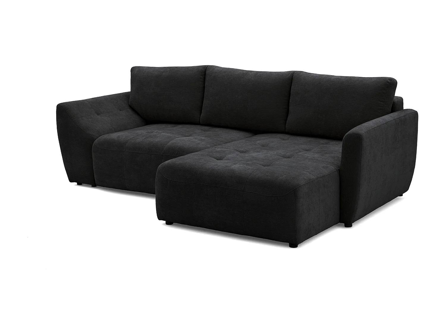 Canapé d'angle NICE L Droit avec fonction couchage 137x204 Chenille Gris anthracite