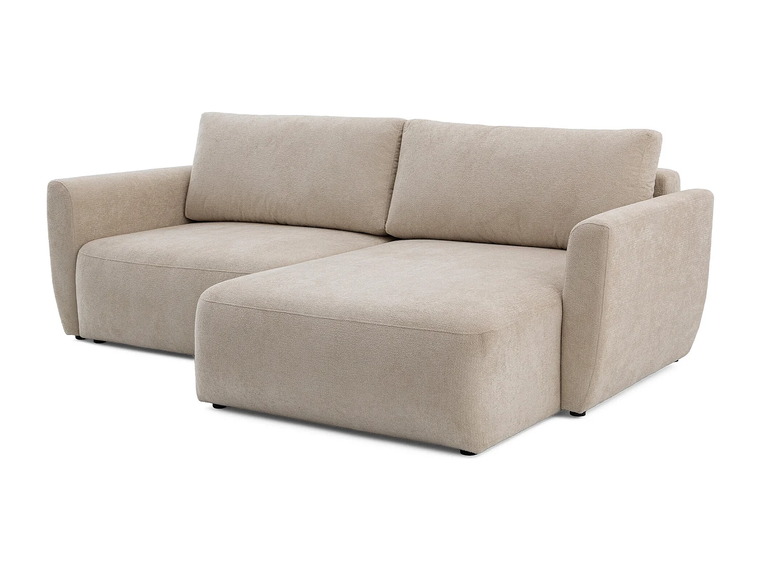 Canapé d'angle BELLA L Droit avec fonction couchage 140x205 Velours Beige