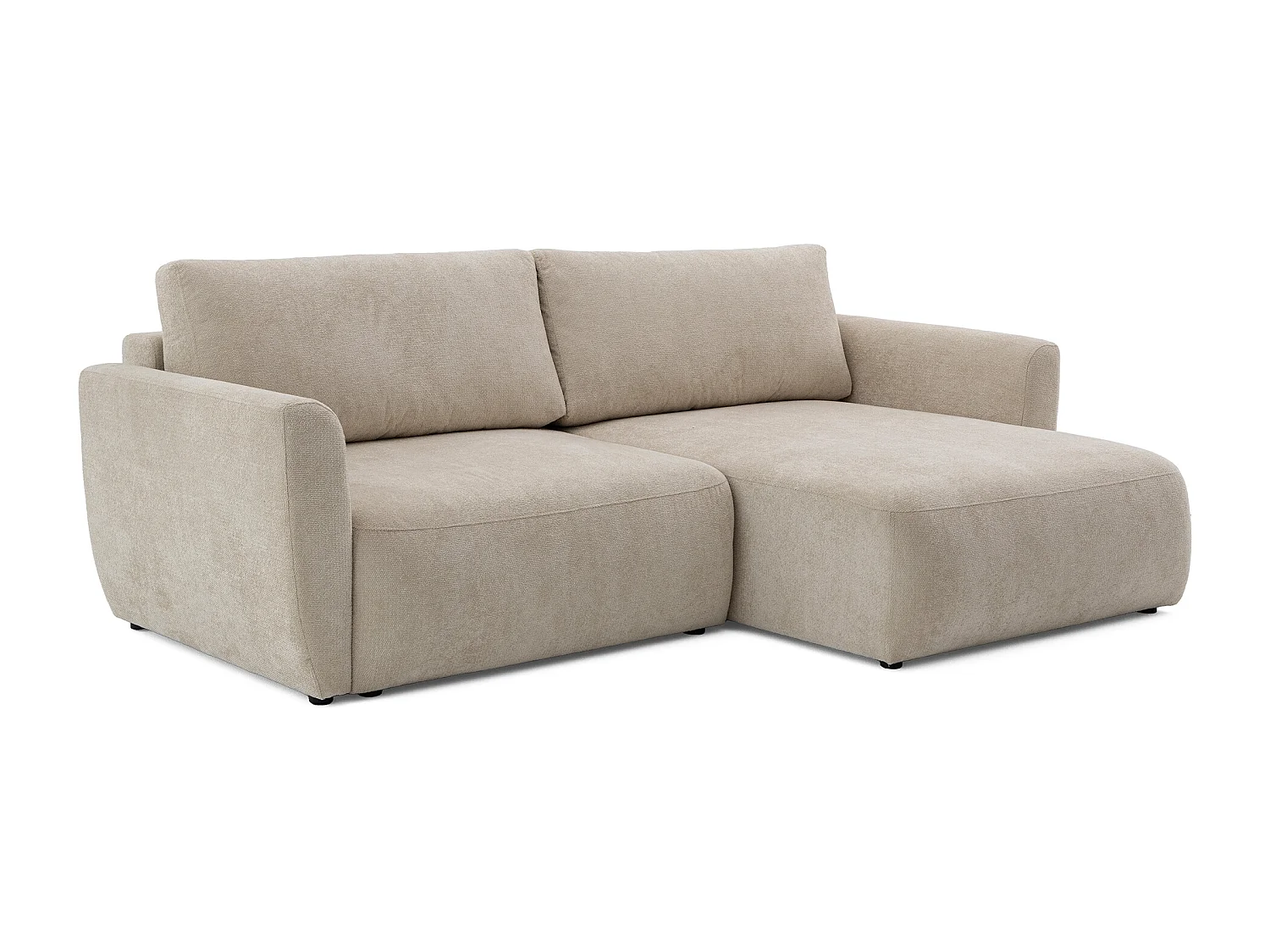 Canapé d'angle BELLA L Droit avec fonction couchage 140x205 Velours Beige