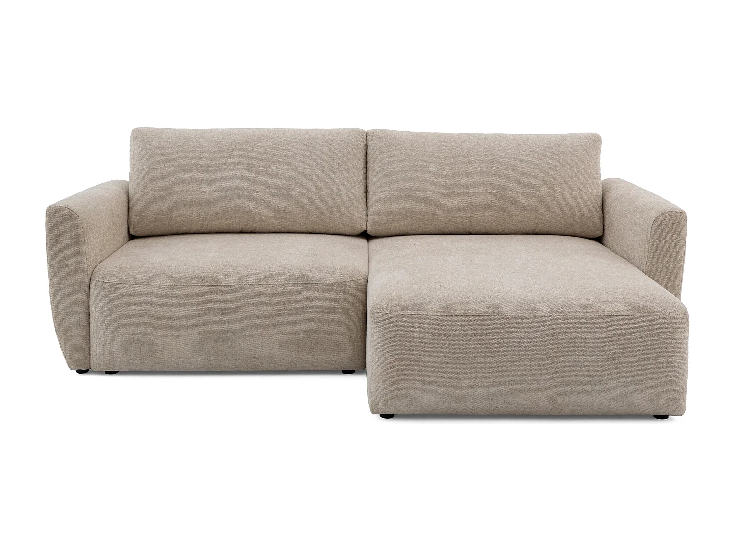 Canapé d'angle BELLA L Droit avec fonction couchage 140x205 Velours Beige