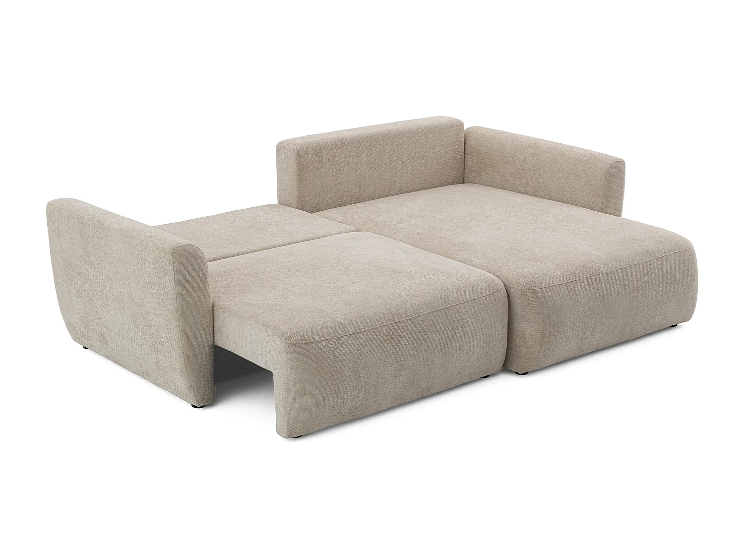 Canapé d'angle BELLA L Droit avec fonction couchage 140x205 Velours Beige