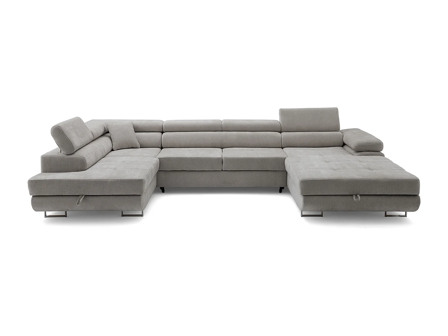 Canapé panoramique convertible avec coffre WILD U Gauche avec fonction couchage  Chenille Gris