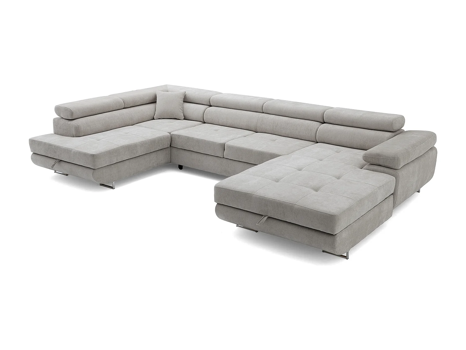 Canapé panoramique convertible avec coffre WILD U Gauche avec fonction couchage  Chenille Gris