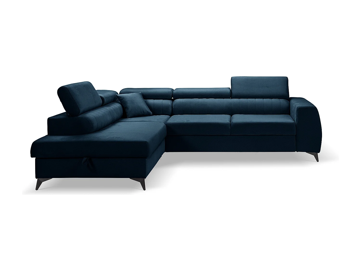 Canapé d'angle PIERO L Gauche avec fonction couchage 125x195 Velours Marine