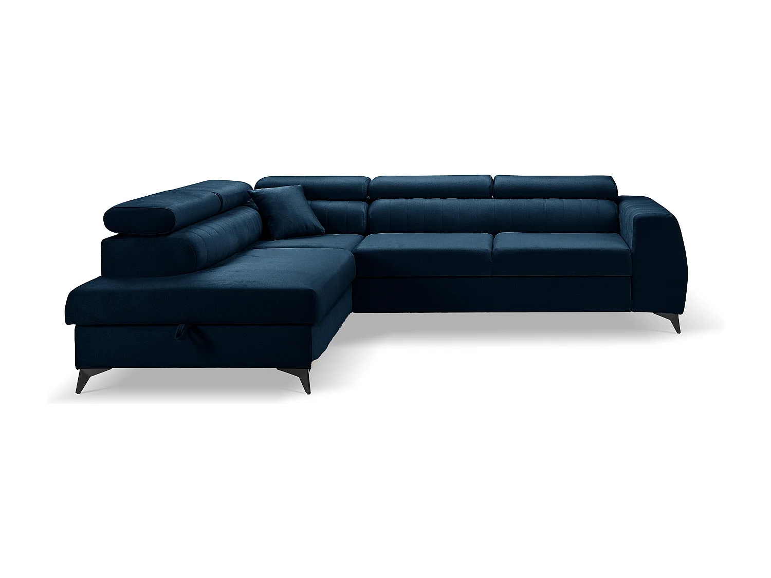 Canapé d'angle PIERO L Gauche avec fonction couchage 125x195 Velours Marine