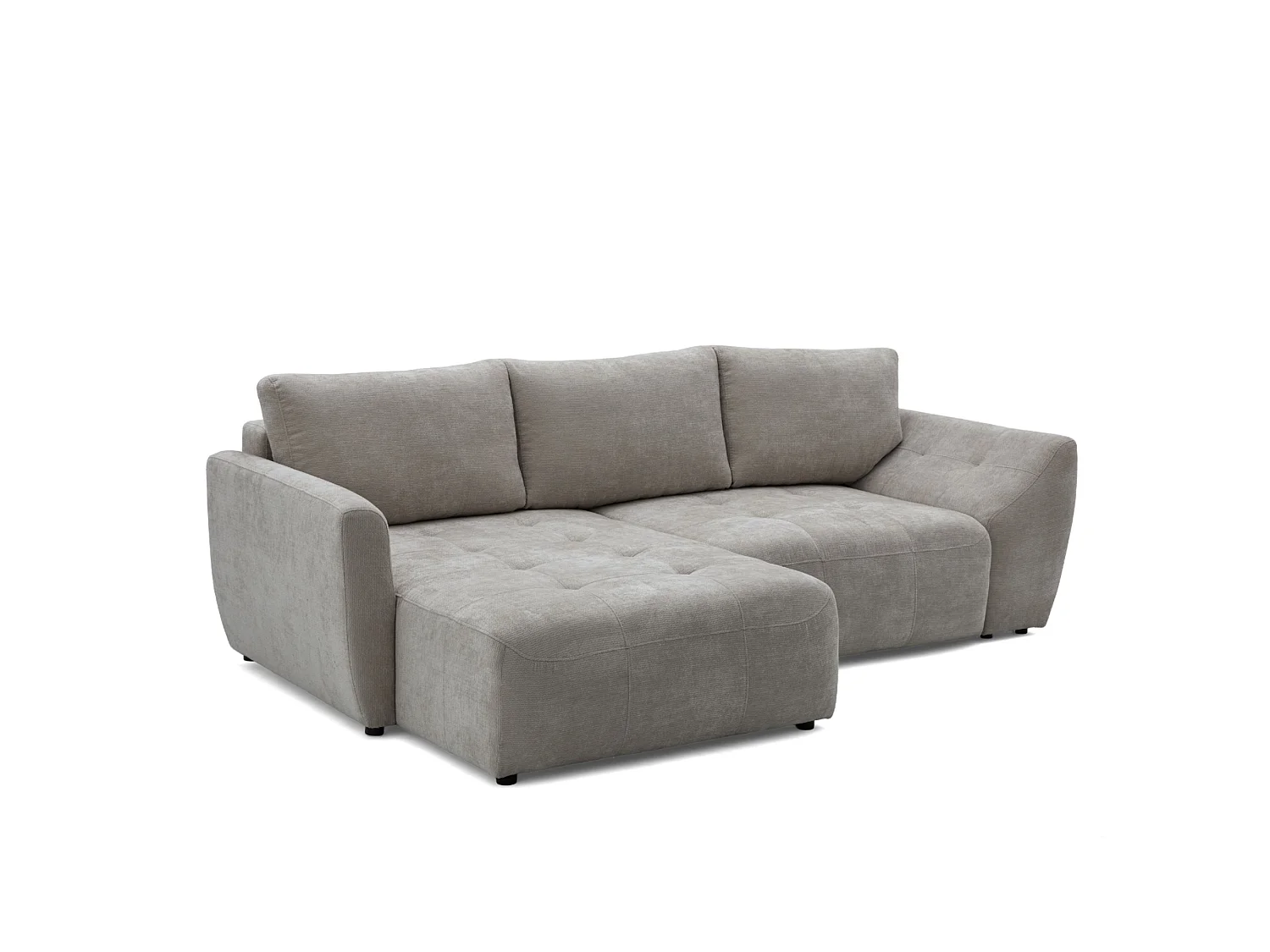 Canapé d'angle gauche 3 places en tissu chenille gris NICE