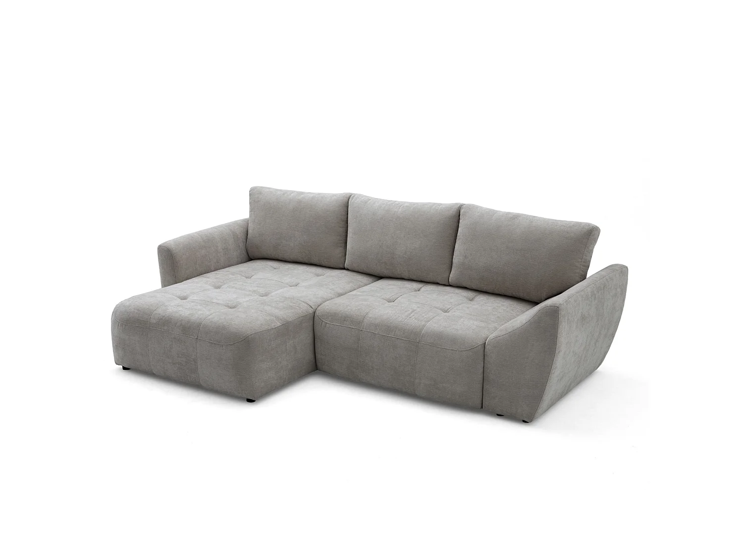 Canapé d'angle gauche 3 places en tissu chenille gris NICE