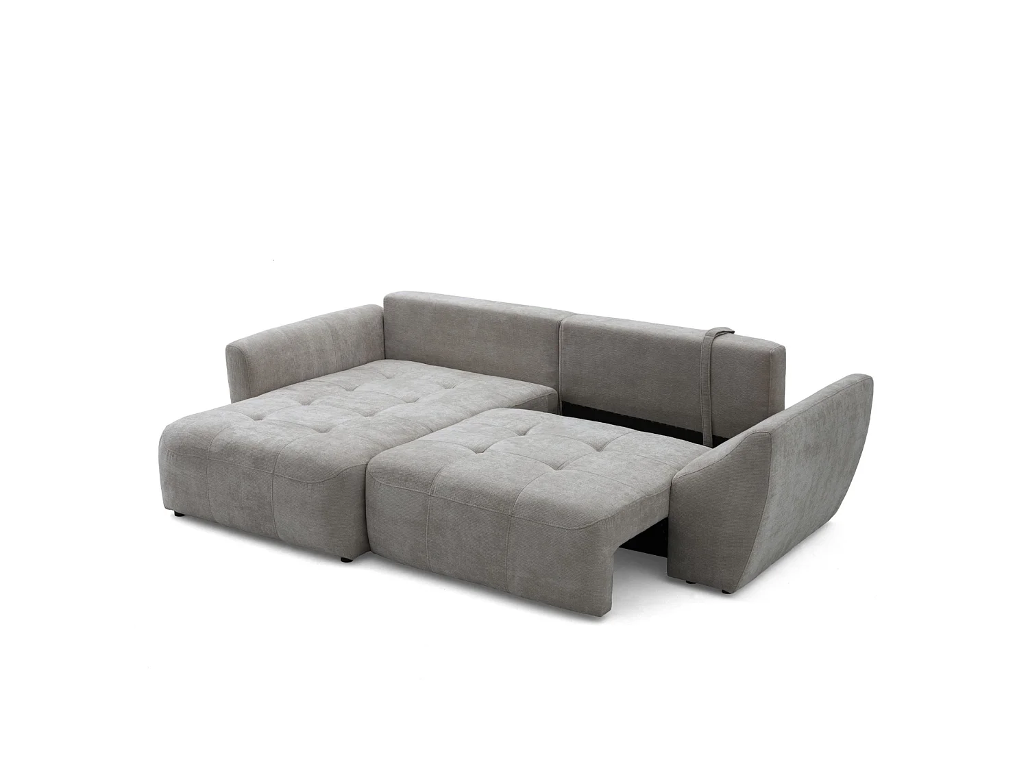Canapé d'angle gauche 3 places en tissu chenille gris NICE