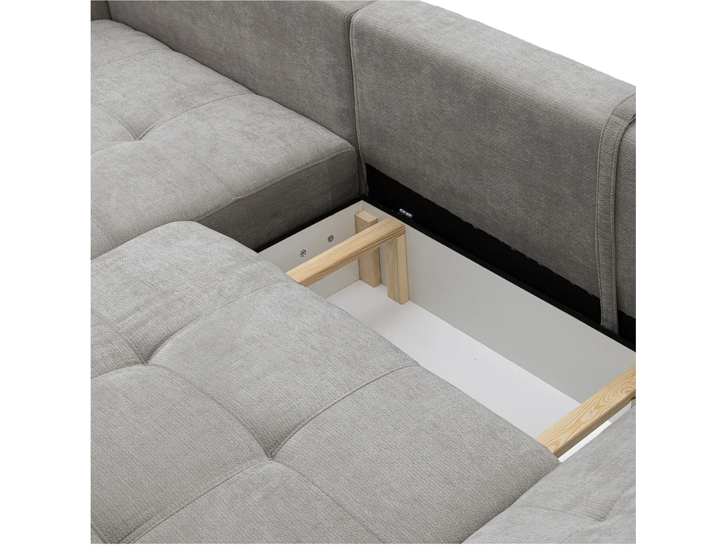 Canapé d'angle gauche 3 places en tissu chenille gris NICE