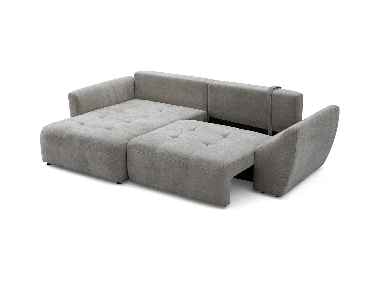 Canapé d'angle NICE L Gauche avec fonction couchage 137x204 Chenille Gris